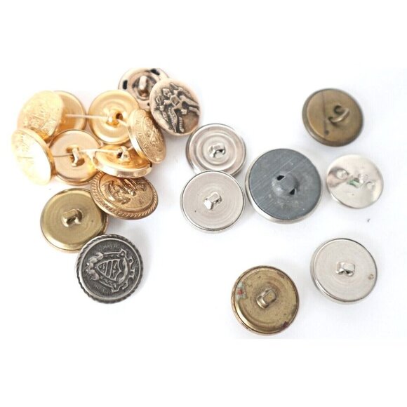 30 Vintage Military Buttons Metal Shank Airplane Anchor Royal Canadian Regiment - Picture 5 of 5